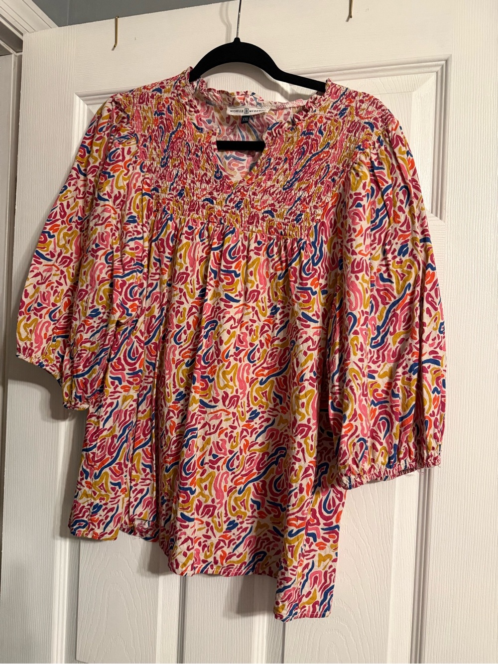 Michelle McDowell Smocked Printed Blouse – XXL